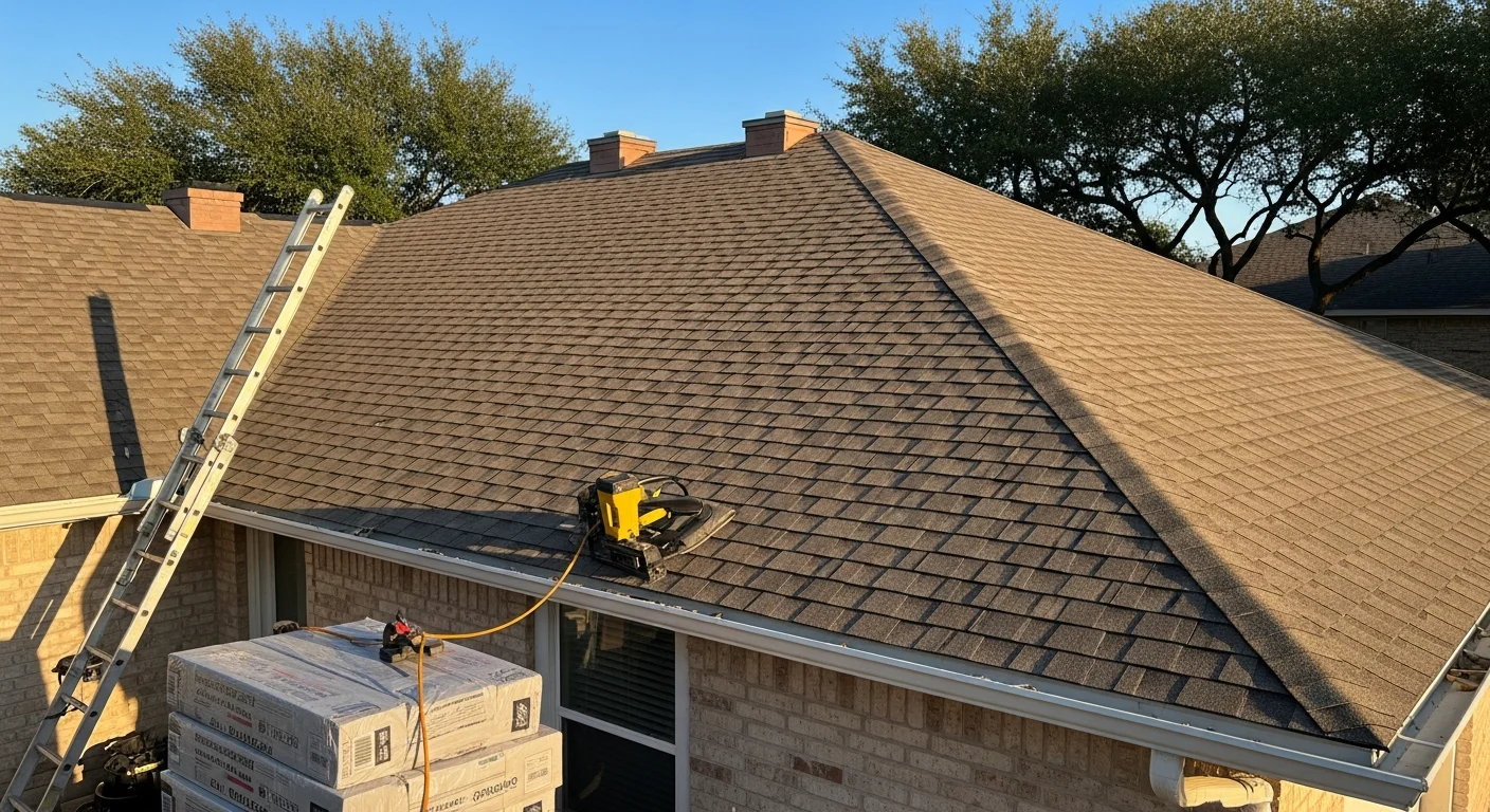 Residential roof replacement on home exterior